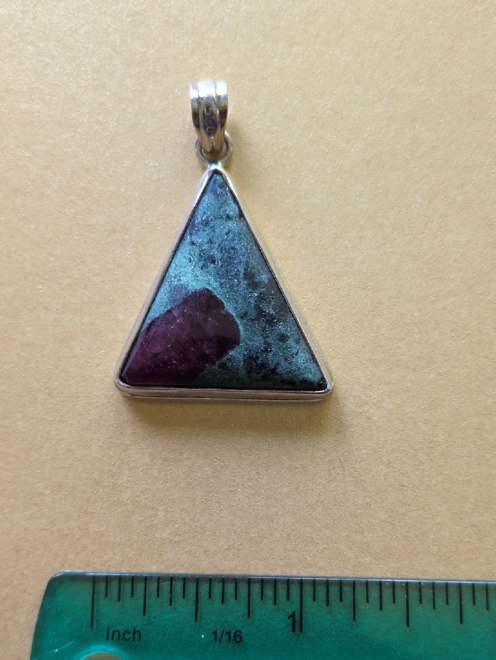 Sterling Silver Triangle Purple and Teal Gemstone Pendant  - Women Jewelry